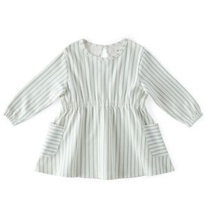 Pehr Long Sleeve Dress‎ 6-12M Green/White Strips New With Tags